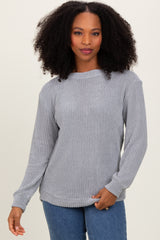 Heather Grey Chenille Knit Sweater