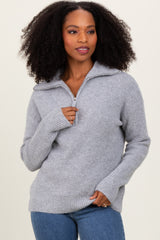 Heather Grey Half Zip Pullover Sweater