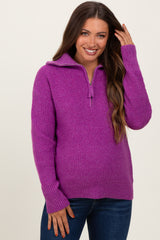 Plum Half Zip Maternity Pullover Sweater