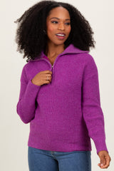 Plum Half Zip Pullover Sweater