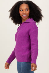 Plum Half Zip Pullover Sweater