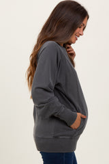 Black Vintage Wash French Terry Maternity Pullover