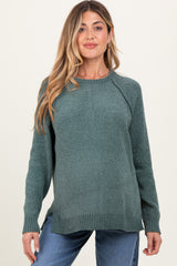 Light Olive Raglan Knit Maternity Sweater