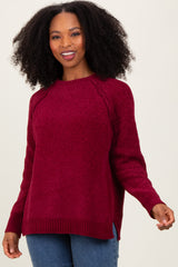 Burgundy Raglan Knit Sweater