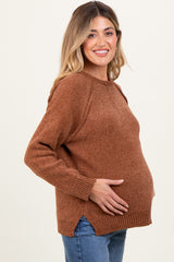 Camel Raglan Knit Maternity Sweater