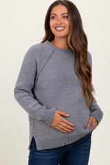 Heather Grey Raglan Knit Maternity Sweater