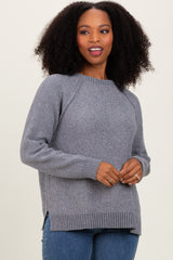 Heather Grey Raglan Knit Sweater