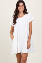 Ivory French Terry Basic Short Sleeve Mini Dress