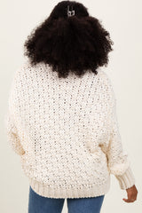 Cream Turtle Neck Chunky Crochet Knit Sweater