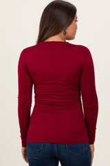 Burgundy Basic Long Sleeve Maternity Top