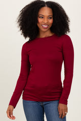 Burgundy Basic Long Sleeve Top