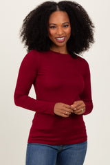 Burgundy Basic Long Sleeve Top