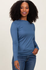 Blue Basic Long Sleeve Top