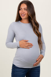 Heather Grey Basic Long Sleeve Maternity Top