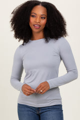 Heather Grey Basic Long Sleeve Maternity Top