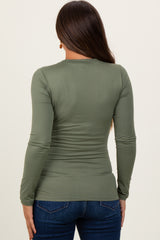 Olive Basic Long Sleeve Maternity Top