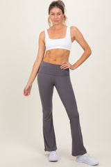 Grey Fold Over Waistband Flared Pants