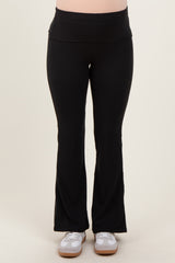 Black Fold Over Waistband Maternity Flared Pants