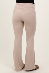 Cream Fold Over Waistband Maternity Flared Pants