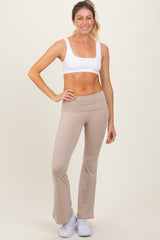 Cream Fold Over Waistband Flared Pants