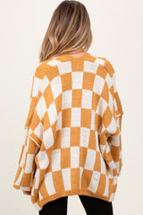 Yellow Checkered Oversized Maternity Cardigan