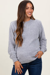 Heather Grey Chenille Knit Maternity Sweater