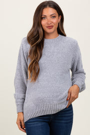 Heather Grey Chenille Knit Maternity Sweater