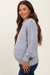 Heather Grey Chenille Knit Maternity Sweater