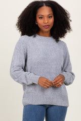 Heather Grey Chenille Knit Maternity Sweater