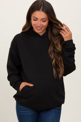 Black Basic Maternity Hoodie Sweatshirt