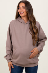 Taupe Basic Maternity Hoodie Sweatshirt