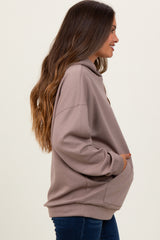 Taupe Basic Maternity Hoodie Sweatshirt