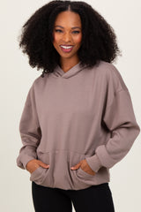 Taupe Basic Maternity Hoodie Sweatshirt