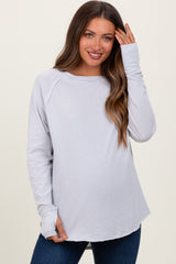 Heather Grey Exposed Seam Long Sleeve Maternity Top