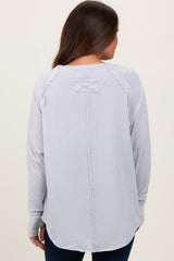 Heather Grey Exposed Seam Long Sleeve Maternity Top