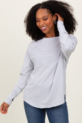 Heather Grey Exposed Seam Long Sleeve Maternity Top