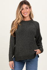 Olive Raglan Knit Maternity Sweater