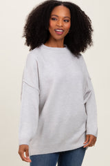 Light Grey Oversized Crewneck Melange Knit Sweater