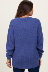 Periwinkle Waffle Knit Rounded Hem Maternity Sweater