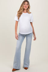 Light Blue Washed Maternity Flare Jeans