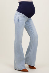 Light Blue Washed Maternity Flare Jeans