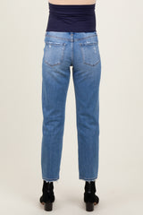 Blue Vintage Wash Cropped Straight Leg Maternity Jeans