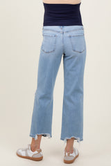 Light Blue Distressed Open Knee Maternity Straight Leg Jeans