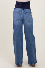 Blue Washed Wide Leg Maternity Jeans