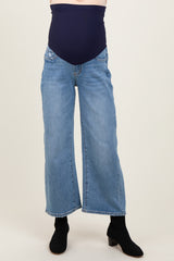 Blue Vintage Wash Wide Leg Maternity Jeans