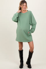 Light Olive Ultra Soft Maternity Sweatshirt Dress