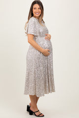 Gold Sequin Short Sleeve Maternity Midi Dress