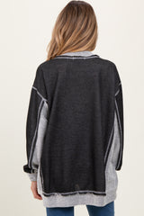 Black Contrast French Terry Maternity Long Sleeve Top