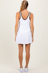 White Contrast Trim Romper Dress