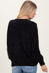 Black Chenille Knit Sweater